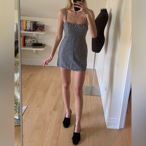 Chic Gingham Mini Dress - Black and White Checkered Sundress